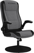 RESPAWN 800 Swivel Rocker Gaming Chair - Ergonomic Floor Gaming Seat with Lumbar Support Flip Up Armrest High Back Pedestal Base Comfortable No Wheels Console Video Game Rocker Chair - Gray Fabric