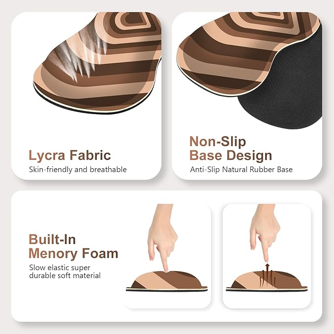 Gaming Mouse Pad Keyboard Wrist Support 4 in1 Mousepad with Wrist Keyboard Rest Computer Desk Mat Non-Slip Desk Pad Protector with Memory Foam Easy Typing Pain Relief I Lovely Brown Hearts