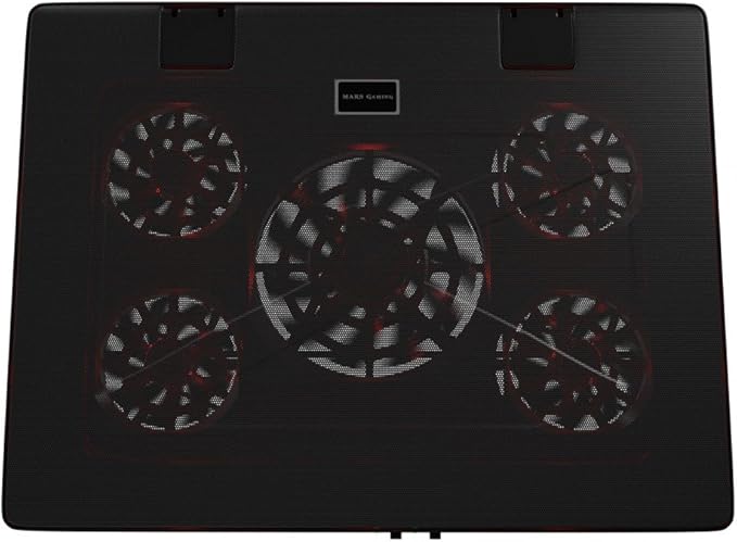 Mars Gaming MNBC2 Laptop Cooling Pad (Up to 17.3 Inches 5 Fans Red LED 2x USB 2.0 Black)