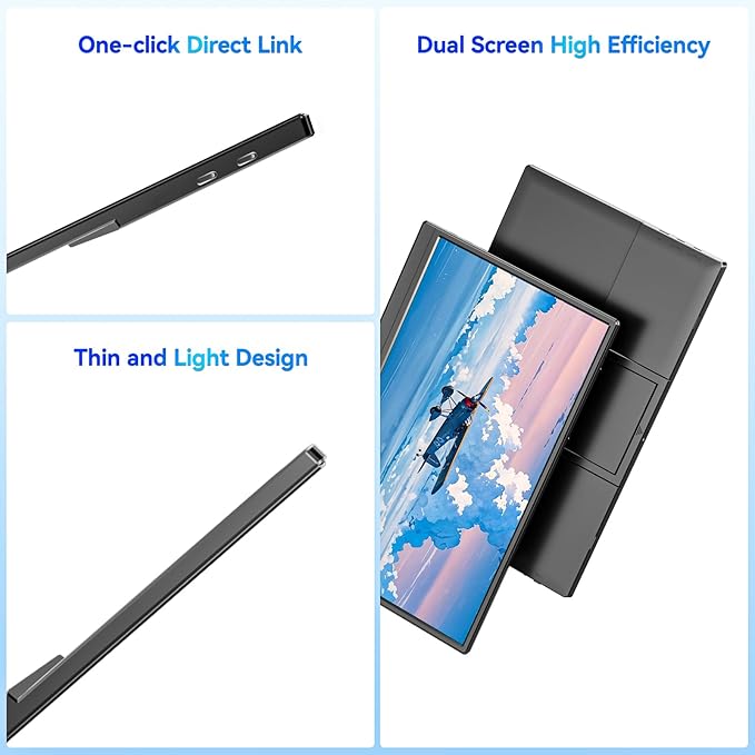 Portable Monitor 15.6-inch 1080P USB-C HDMI Ultra-Slim Travel Monitor with Kickstand Eye Care External Second Screen for Laptop PC MAC Phone PS4/5 Xbox Switch