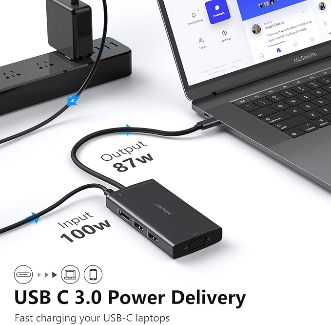ABIWAZY USB C Docking Station Dual Monitor for HP Dell Lenovo Thinkpad Surface 8 in 1 Computer Multiple Monitor Hub Adapter to Dual 4K HDMIDisplayPortVGA 00W PD3 USB for Windows Laptops(Black)