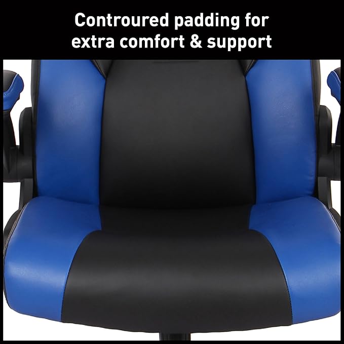 RS Gaming™ RGX Faux Leather High-Back Gaming Office Chair Black/Blue BIFMA Compliant