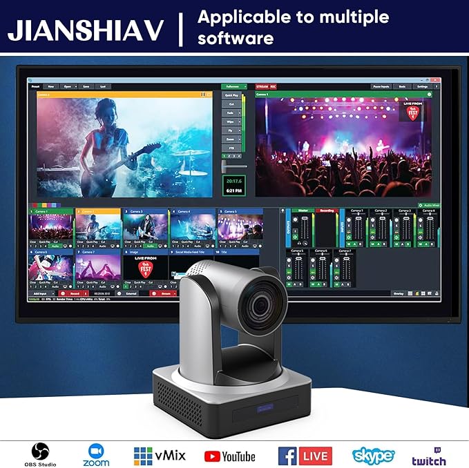 4K 60FPS NDI|HX3 PTZ Camera 12X/20X/30x Optical ZoomAI Auto-TrackingHDMI/USB3.0/SDI/IP Camera PTZ for Church Worship Education Events (JS730USH4K NDI)