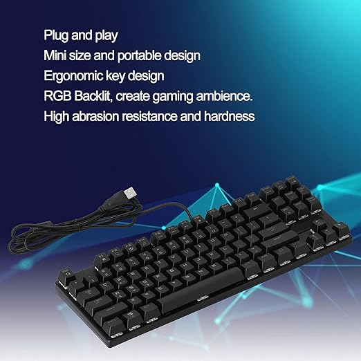 Magic Refiner Gaming Keyboard 87 Keys Portable RGB Backlit Ergonomic Mechanical Keyboard for Laptop PC