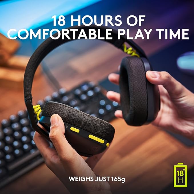 Logitech G435 Lightspeed &amp Bluetooth Wireless Gaming Headset - Lightweight Over-Ear Headphones Built-in mics 18h Battery Dolby Atmos PC PS4 PS5 Nintendo Switch/Switch 2 Mobile - Black