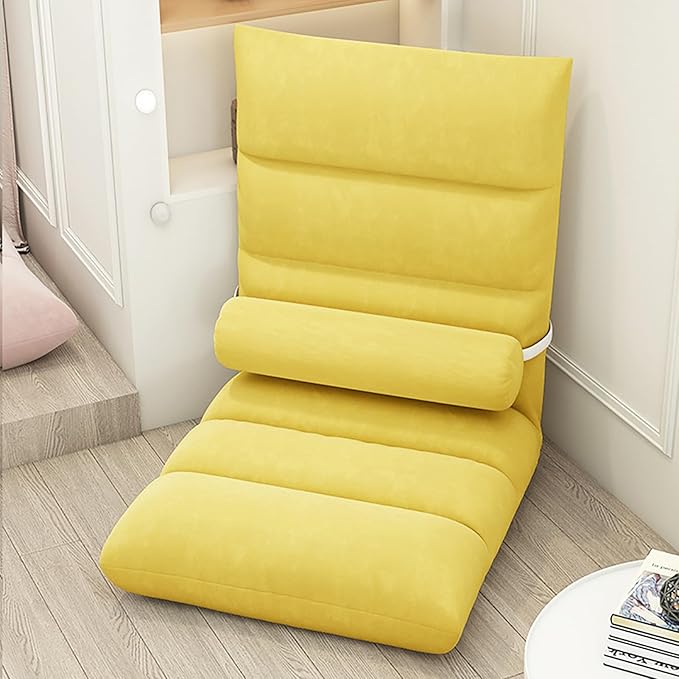 NaKeah Folding Floor Chair Lazy Sofa Lounger Recliner with 5-Position Adjustable Backrest Home Office Lounge Chair for Reading Games MeditationB