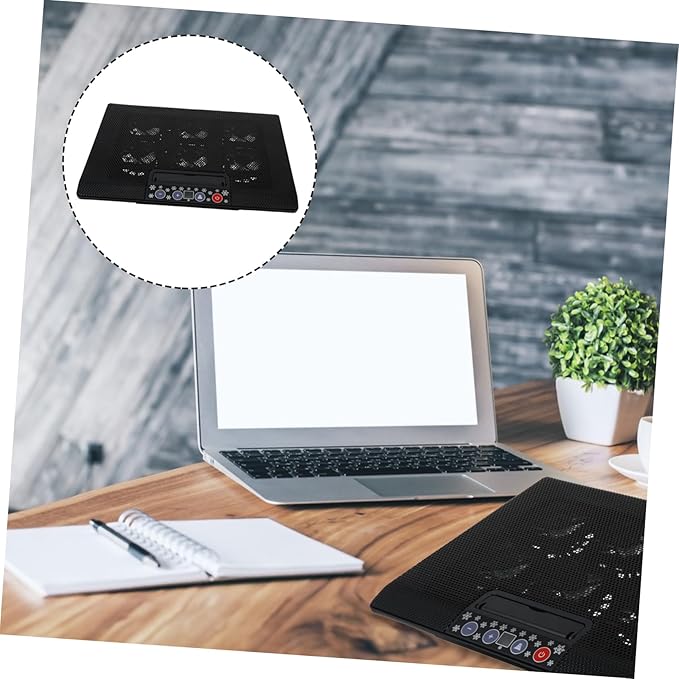 DOITOOL Multi-Angle Adjustable Laptop Cooling Rack Six Quiet Fans Laptop Cooler Stand for Enhanced Performance Portable Desktop Accessory for Gaming and Work
