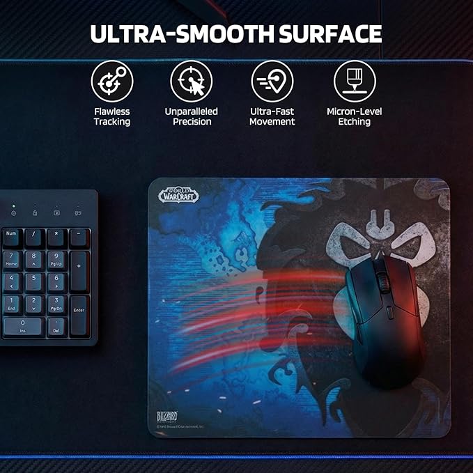 Blizzard WoW Game Glass Mouse Pad Tempered Glass Mousepad for Gaming Ultra-Smooth Surface for Top Precision &amp SpeedEasy to CleanNon-Slip Rubber BaseOfficial Licensed13.8in*11.8in (Alliance-B