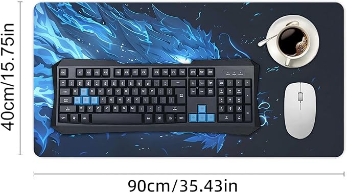 XXL Gaming Mouse Pad Animal Flame Dragon XXL Gaming Mouse Pad Large Desk Mat Protector for Desktop Anti-Slip Rubber Extended Computer Keyboard Mat Writing Pad for Work Office 15.7 * 35.4 inB-1765