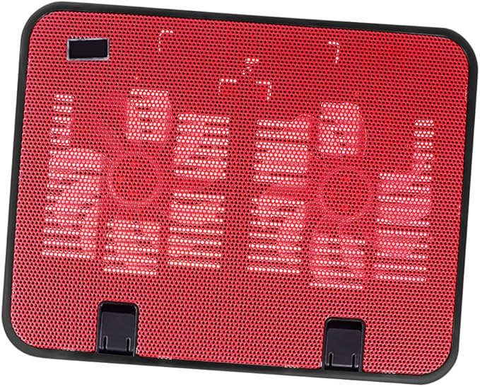 Sewroro Laptop Cooler with Dual Quiet USB Fans Lightweight Cooling Pad Stand with Angles and Anti-Slip Design for Notebook Heat Reduction Portable Red
