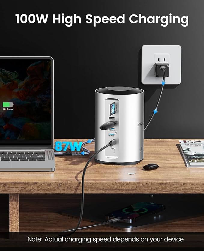 ORICO USB-C Triple Monitor Docking Station with 3 HDMI Ports 15-in-1 USB C Laptop Dock for MacBook Pro M1/M2/Windows 7 USB Ports Ethernet100W PD SD/TF Card Reader 3.5mm Audio (Silver)