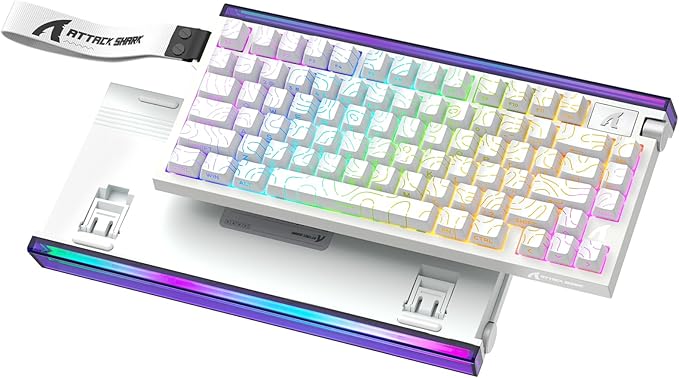 ATTACK SHARK R85HE Wired 75% Hall Effect Rapid Trigger Mechanical RGB Gaming Keyboard with 8K Polling0.05mm RT Accuracy0.08MS LatencyMagnetic Switch5Layer Sound DampedDriver for PC(White Contour)