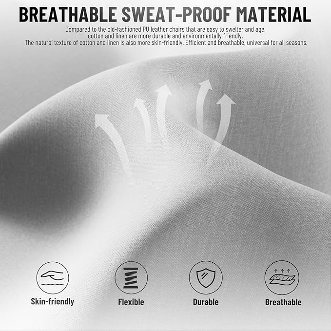 Soontrans Linen Fabric Gaming Chair Racing Office Computer Desk ChairErgonomic Gamer Chairs for Adult High Back Comfortable Video Game Chair with Footrest and Massage Lumbar Cushion