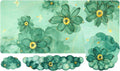 Conmputer Desk Mat Set 4 in 1 Cloud-Shaped Ergonomic Wrist Rest Set Mouse Pad with Non-Slip Base Memory Foam Silicone Lining Keyboard Wrist Rest Computers Offices GamingDark Green Stained Petal