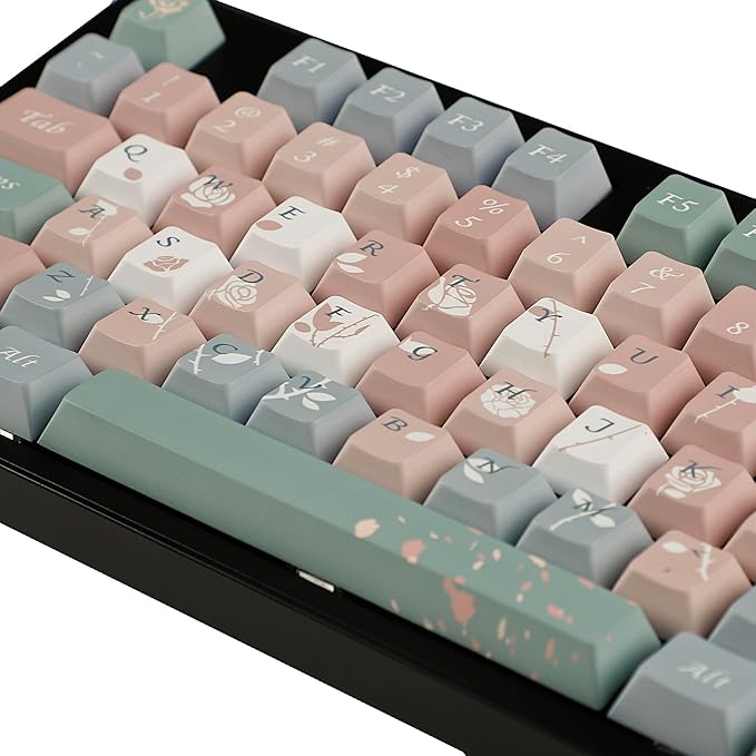 YMDK Cherry Profile Old Testament Roses 5 Sides Over Dye Sub Thick PBT KEYCAP for MX Mechanical Keyboard 61 68 84 87 96 104 108