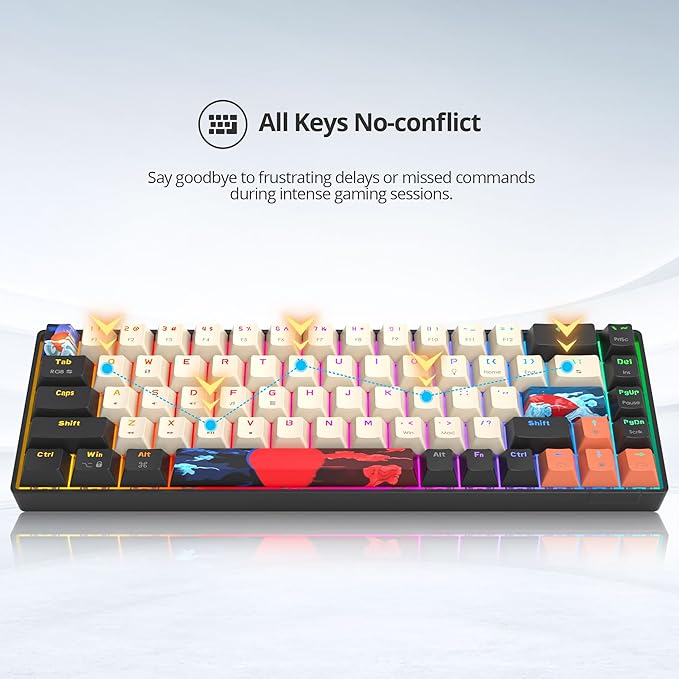 Orange Mechanical Gaming Keyboard 65 Percent Red Switch RGB Keyboard 65% 68 Keys Small Wired Key board PBT Keycaps Anti-Ghosting Mini Keyboards for Business Trips Game/Office (68 Carbon)