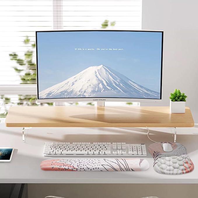 Mouse Pad Wrist Support 2 in1 Keyboard Wrist Rest+ Ergonomic Mouse Pad Non-Slip Wrist Rest for Computer Keyboard Made Easy Typing &amp Relieve Wrist Pain（Leaf