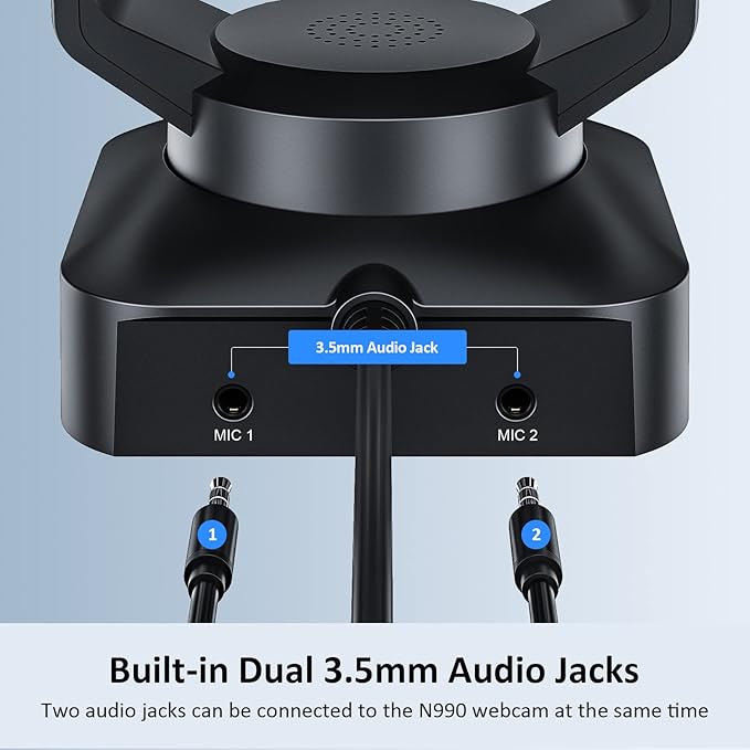 4K PTZ Webcam Kits NexiGo N990 (Gen 2) UHD 2160P Webcam with 5X Digital Zoom Sony Starvis Sensor Position Preset Flexible Mini Tripod for Skype/Teams/Zoom Meetings