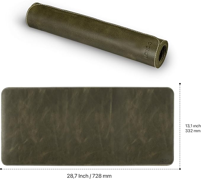 Londo Top Grain Leather Extended Mouse Pad – Large Desk Mat for Office &amp Gaming Smooth Writing Surface Non-Slip Base Durable &amp Stylish Workspace Accessory