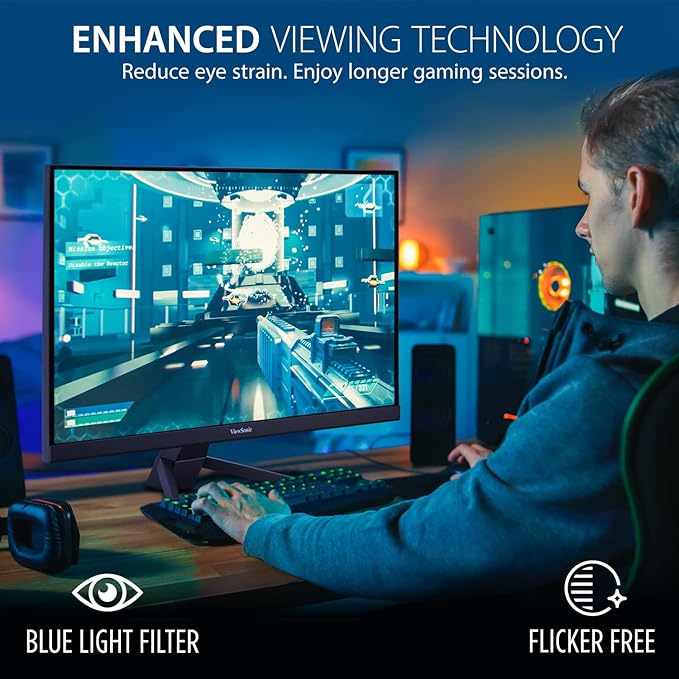 ViewSonic VX2267-MHD 22 Inch 1080p Gaming Monitor with 100Hz 1ms Ultra-Thin Bezels FreeSync Eye Care HDMI VGA and DP