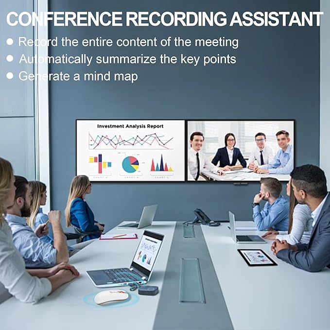 AI Smart Voice Mouse 2-Mode Bluetooth and 2.4G Wireless with Real-Time Translation &amp Document to Excel Conversion Ergonomic Office Mouse for Laptop PC Mac Business Professionals