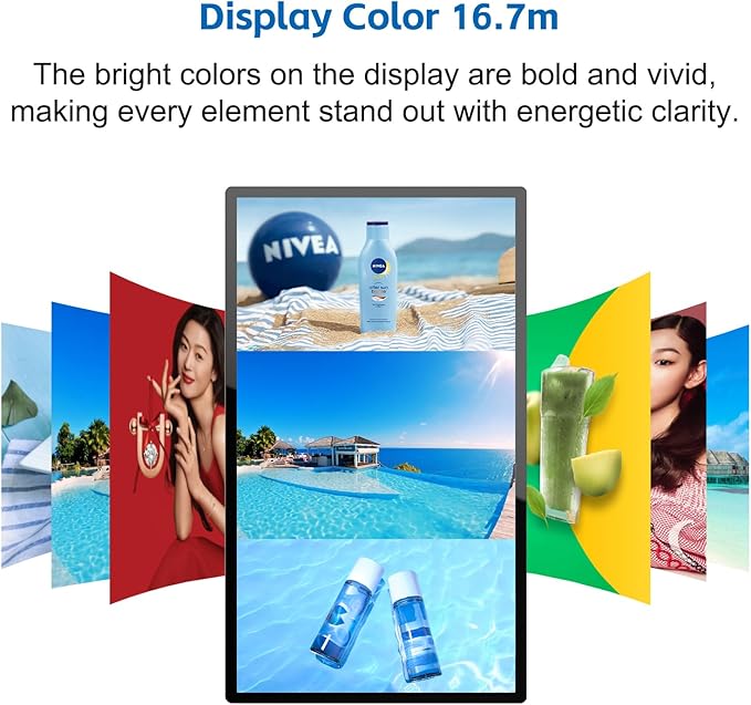 GreenTouch 43 Inch Industrial Digital Signage Touchscreen Monitor 500 Nits Display 1920 x 1080P Built-in Speaker with HDMI + VGA + DVI Ports for Advertising