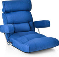 Giantex Adjustable Folding Sofa Chair - Lazy Floor Chair with Infinitely Adjustable Backrest Extendable Armrest &amp Seat Couch Recliner for Meditation Reading Gaming Floor Chairs for Adults (Blu