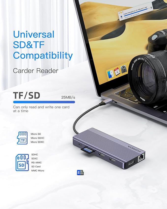 Docking Station Triple Monitors 13 in 1 USB C Dock with Dual 4k@60HZ HDMI DisplayPort100W PD 3 USB 3.2 Ports Ethernet SD TF Card Reader Audio USB C Data Port for MacBook/Dell/HP/Lenovo Laptop
