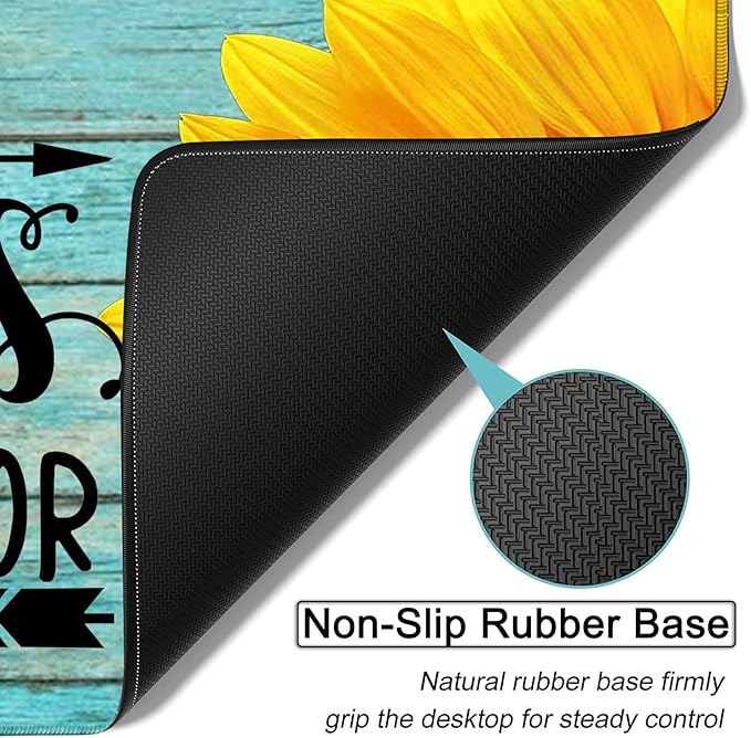 Large Gaming Mouse Pad 31.5x11.8in Extended Computer Mouse Mat with Non-Slip PU BaseErgonomic Memory Foam Keyboard Wrist Restfor Work GamingSunflower Chaos Coordinator Blue Office Desk Pad