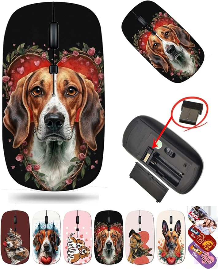 maizi Wireless Mouse for MacBook Pro Personal Computer Notebook Mac Wireless Mice for MacBook Pro MKADAU Beagles 2.4 Ghz Mouse Portable Printed in USA