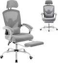 Ergonomic Office Chair with Footrest Comfortable Desk Chair Gaming Chair with Leg Rest Swivel Mesh Desk Chair with Headrest and Lumbar Support for Home Office Work Study Grey