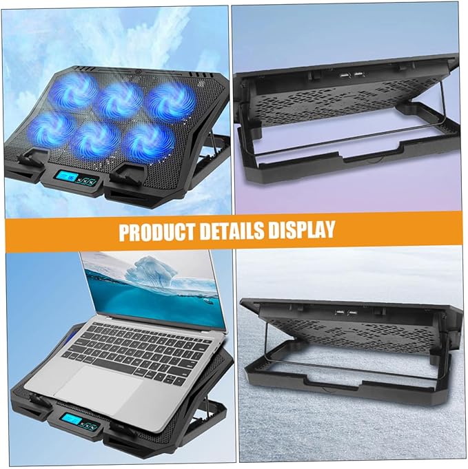Gadpiparty Laptop Cooling Pad and Stand 15.6-inch Quiet Fan Cooler with Adjustable Speed Blue LED for Gaming and Office Laptops