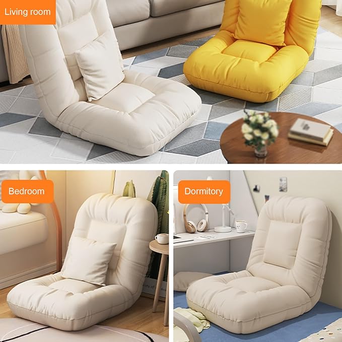 Floor Sofa Chair with 14 Adjustable Position Gaming Recliner Padded Back Folding Support Floor Cushioned Seat for Reading Watching Living Room (Color : Pink Size : 19.69x15.75x19.69in) (B
