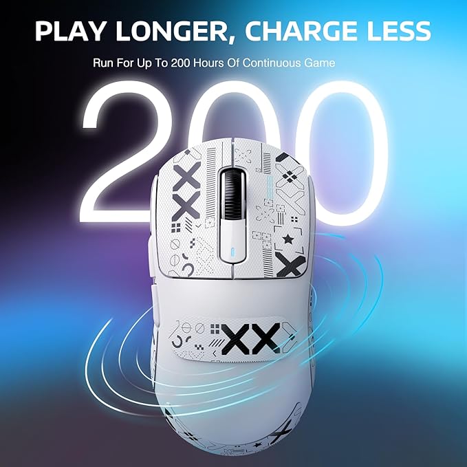 ATTACK SHARK X3 Lightweight Wireless Gaming Mouse 49g Tri-Mode Bluetooth/2.4G/USB-C Wired Mouse PAW3395 26K DPI Sensor 200h Battery Life Programmable Buttons Griptape for PC/Laptop/Mac
