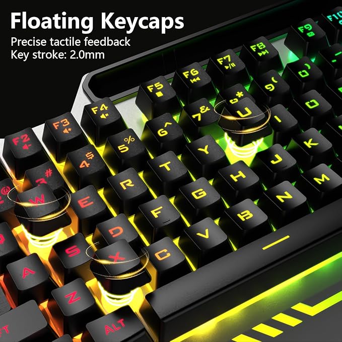 AULA Keyboard T102 104 Keys Gaming Keyboard and Mouse Combo with RGB Backlit Number Pad All-Metal Panel Waterproof Light Up PC KeyboardUSB Wired Computer Keyboards Gaming for Win XP/7/8/10 PC Gamer