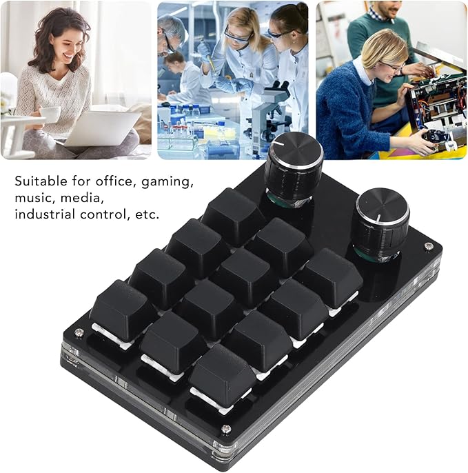 One Handed Macro Mechanical Keyboard 12 Keys Programmable Keypad with 2 Knobs USB Mechanical OSU Gaming Keyboard for
