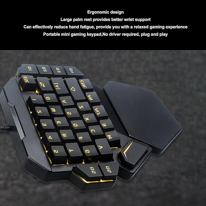 Vikye One Handed Gaming Keyboard 35 Keys Blue Switch RGB Mechanical Gaming Keyboard with RGB Backlight for PC Gamer Vikyea21uoki3pt