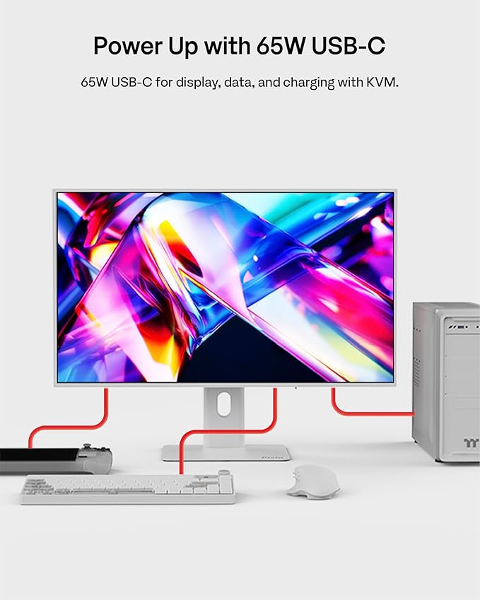 Pixio PX277 OLED Max V2 White 27 inch 240Hz Refresh Rate QHD Wide 1440p Resolution WOLED Display 0.03ms GTG Response Time Adaptive Sync KVM Switch Gaming Monitor