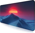 Mountain Peak Beautiful Scenery Game XXL Mouse Pad Sunset Hill Extended Computer Decorative Table Pad with Stitched Edge Anti Slip Base Mouse Pad 35.4 x 15.7 x 0.12 Inches
