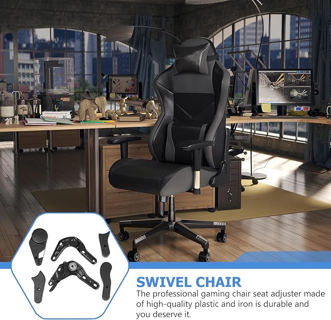 cabilock 6 Pcs Gaming Office Chair Regulators Computer Chair Adjusters Chair Multi Angle Tuners E- Sports Chair Adjusters Chair Accessories Black
