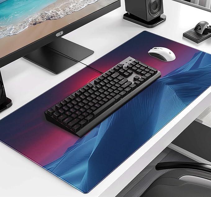 Mountain Peak Beautiful Scenery Game XXL Mouse Pad Sunset Hill Extended Computer Decorative Table Pad with Stitched Edge Anti Slip Base Mouse Pad 35.4 x 15.7 x 0.12 Inches