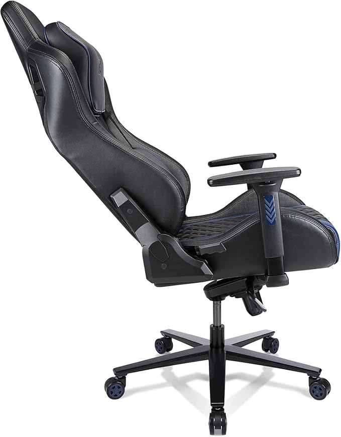 Realspace RS Gaming™ Davanti Vegan Leather High-Back Gaming Office Chair Black/Blue BIFMA Compliant