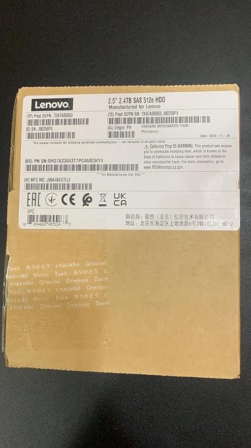 Lenovo 7XB7A00069 Think System 2.5 2.4TB 10K SAS 12Gb Hot Swap 512E Hard Drive