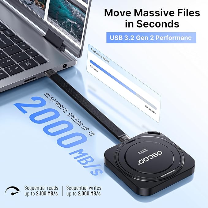 1TB Magnetic External SSD Up to 2000MB/s External Hard Drive Backup Drive Portable Phone SSD with Stand Compatible with MagSafe for iPhone 15/16/17 Mac Laptop Tablet Gaming