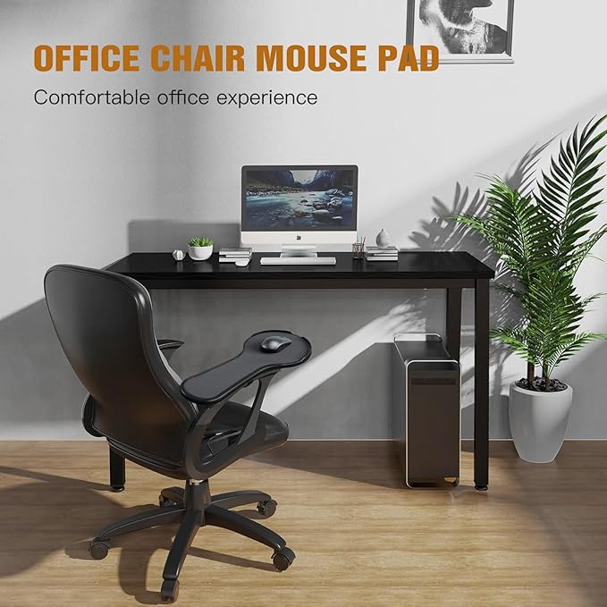 Ergonomic Adjustable Arm Rest Mouse pad for Chair Mouse Extension Platform Tray with Mouse Baffle to Prevent Falling Attaches to Chair Black (Black（YYLL8326）)