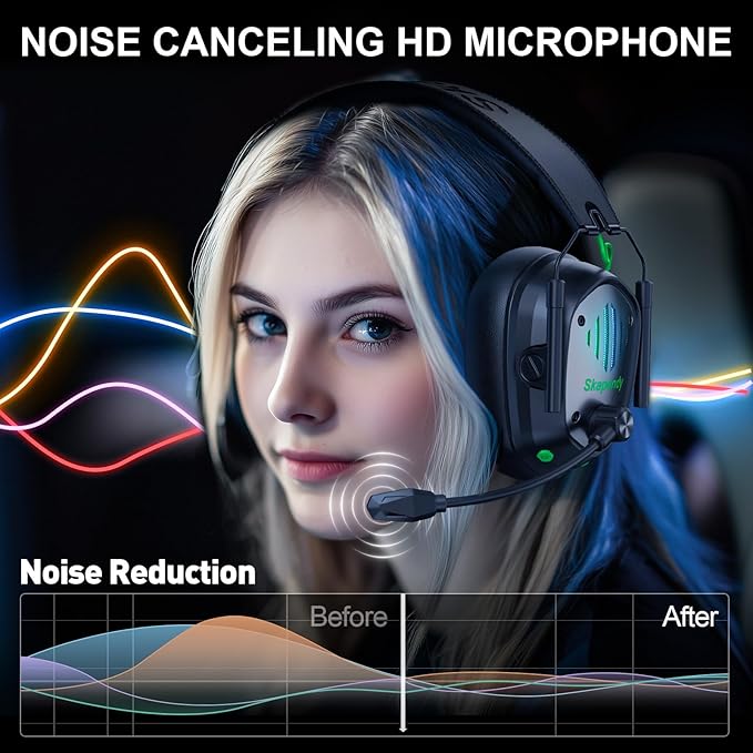 Wireless Gaming Headset for PS5 PS4 PC Switch – 2.4GHz &amp Bluetooth Gaming Headphones with Mic 3D Stereo Surround Sound 20ms Low Latency ENC Noise Canceling RGB Light 50H Battery