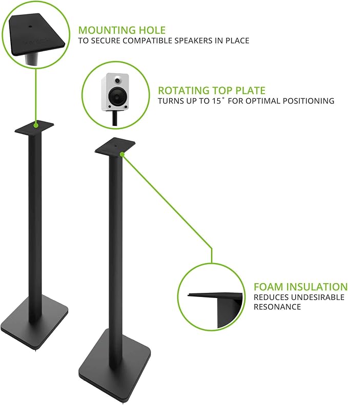 Kanto REN Grey Bluetooth Powered Bookshelf Speakers - Matte Grey Pair SP32PL 32 Fixed-Height Stands for Bookshelf Speakers - Black Pair (2024)