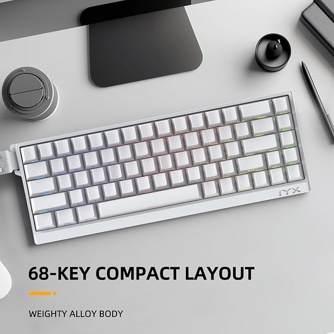 MU68PRO Rapid Trigger Magnetic Switch Keyboard Aluminum CNC Frame 65% TKL Hot Swapped RGB Programmable Wired Gaming Keyboard for Win/Mac Gamer-White