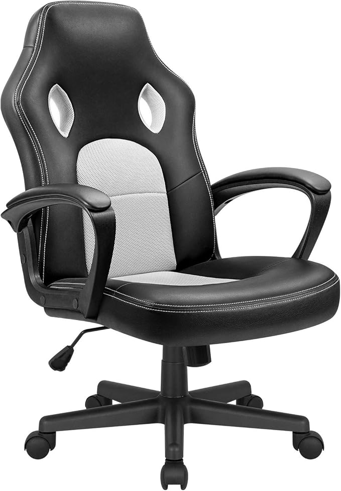 Office Gaming Chair Leather Computer Chairs High Back Ergonomic Adjustable Racing Game Desk Chair Executive Conference Chair (White)