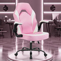 OLIXIS Computer Gaming Desk Chair - Big and Tall Ergonomic Lumbar Support with Flip-up Armrest and 360° Swivel Wheels PU Leather Height Adjustable for Home and Office Pink